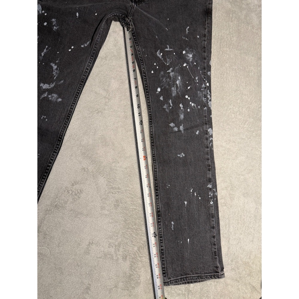 Hollister The Skinny Jeans Mens 36x32 Black Paint Splatter Authentic Denim - Picture 7 of 8